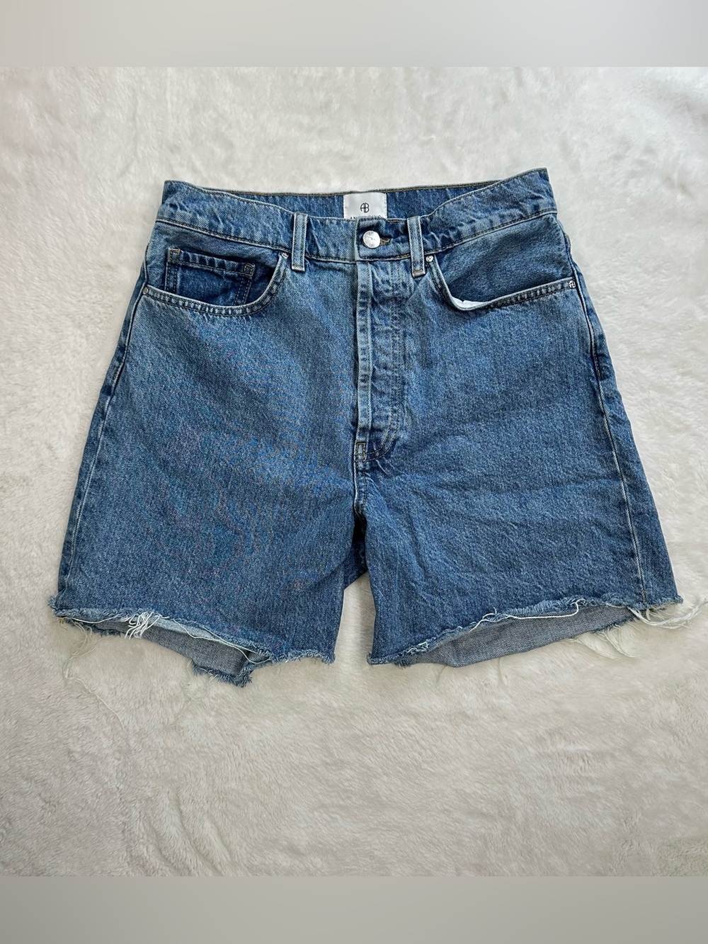 ANINE BING Kat Denim Shorts in River Blue - Size 28